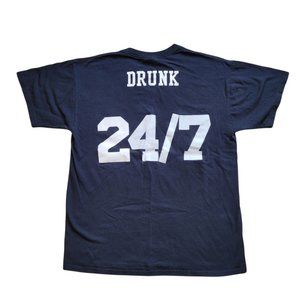 Funny Baseball Tee Shirt Name/Number "Drunk 24/7" Graphic Shirt Black Large